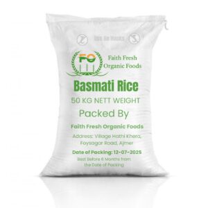 Faith Fresh Organic Basmati Rice – 50 KG Premium Sortex Clean Long Grain (Packed & Hygienically Processed)