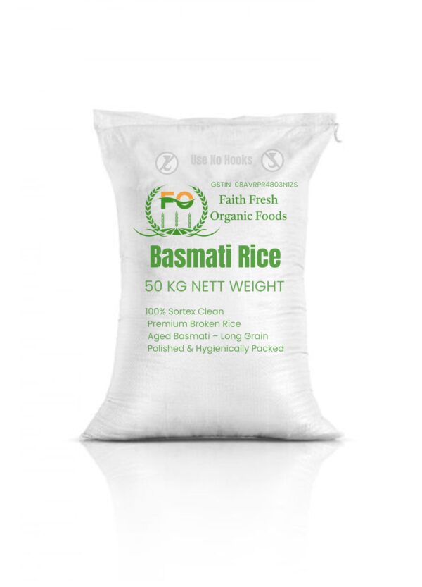 Faith Fresh Organic Basmati Rice – 50 KG Premium Sortex Clean Long Grain (Packed & Hygienically Processed) - Image 2